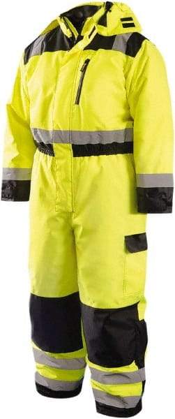 OccuNomix - Size L, Yellow, Zipper, Cold Weather Coverall - 50" Chest, Polyester, 7 Pockets, Waterproof - Americas Industrial Supply