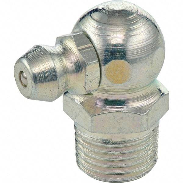 Umeta - 90° Head Angle, 1/8-27 PTF Steel Standard Grease Fitting - 1-13/16" Overall Height - Americas Industrial Supply