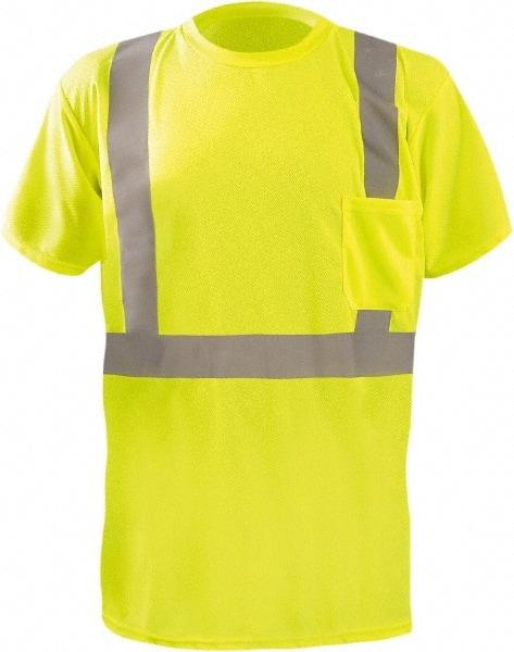 OccuNomix - Size L, Hi-Viz Yellow, High Visibility, Short Sleeve T-Pocket, - 44" Chest, 1 Pocket, Polyester - Americas Industrial Supply