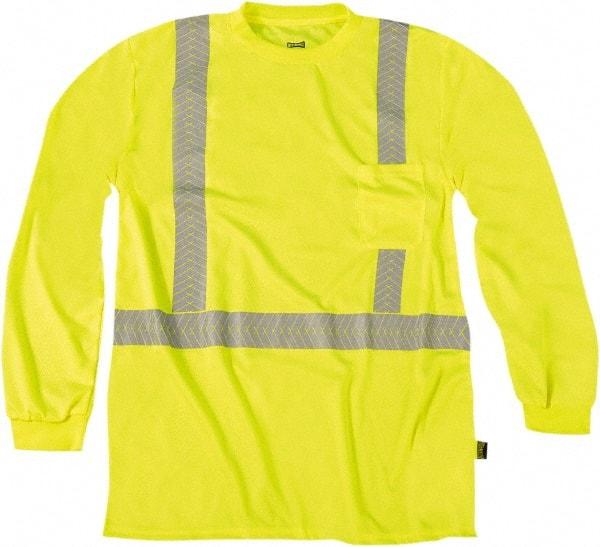 OccuNomix - Size L, Hi-Viz Yellow, High Visibility, Long Sleeve T-Pocket, - 44" Chest, 1 Pocket, Polyester - Americas Industrial Supply