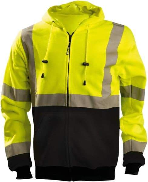 OccuNomix - Size S High Visibility Sweatshirt - High Visbility Yellow, Black, Polyester, Zipper Closure - Americas Industrial Supply