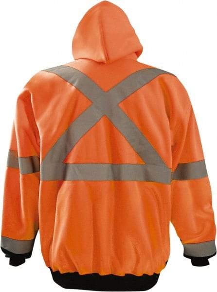 OccuNomix - Size 4XL High Visibility Sweatshirt - High Visbility Orange, Black, Polyester, Zipper Closure - Americas Industrial Supply
