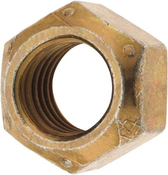 Made in USA - 3/4-10 Grade C Hex Lock Nut with Distorted Thread - Zinc Yellow with Wax Finish - Americas Industrial Supply