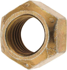 Made in USA - 1-8 Grade C Hex Lock Nut with Distorted Thread - Zinc Yellow with Wax Finish - Americas Industrial Supply