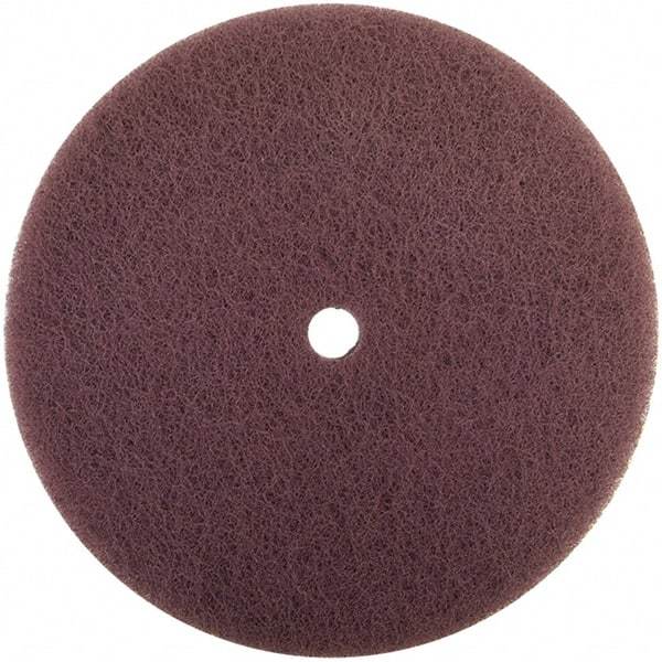Merit Abrasives - 4-1/2" Medium Grade Aluminum Oxide Deburring Disc - 7/8" Center Hole, Hook & Loop Connection, Maroon, 11,000 Max RPM - Americas Industrial Supply