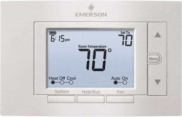 White-Rodgers - 50 to 99°F, 2 Heat, 2 Cool, Digital Programmable Multi-Stage Thermostat - 20 to 30 Volts, 1.77" Inside Depth x 1.77" Inside Height x 5-1/4" Inside Width, Horizontal Mount - Americas Industrial Supply