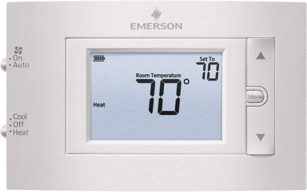 White-Rodgers - 50 to 99°F, 1 Heat, 1 Cool, Digital Nonprogrammable Thermostat - 20 to 30 Volts, 1.77" Inside Depth x 1.77" Inside Height x 5-1/4" Inside Width, Horizontal Mount - Americas Industrial Supply