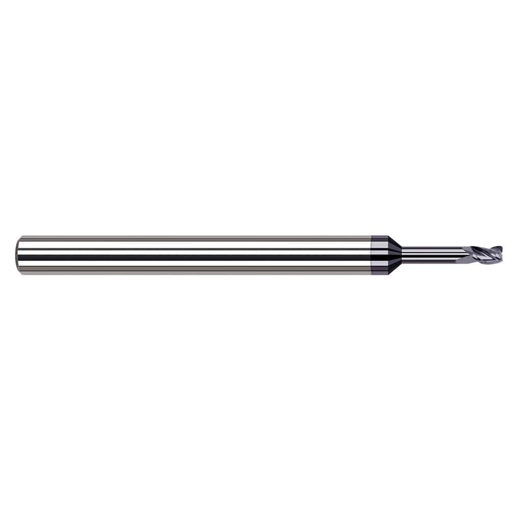 Corner Radius End Mill: 0.0787″ Dia, 0.1181″ LOC, 3 Flutes, Solid Carbide 37 ° Helix, AlTiN Coated, Corner Radius End
