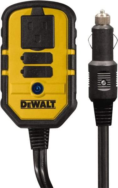 DeWALT - 1 Connection, 13.8 VDC Input, 120 VAC Output, 12 Amp Input Rating, 140 Peak Wattage, Power Inverter - 120 Watt Continuous Output Power - Americas Industrial Supply
