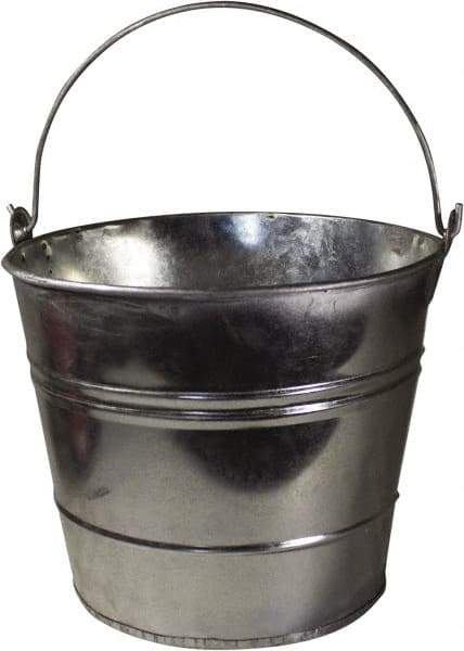 Funnel King - 12 Qt, 10" High, Galvanized Steel Round Silver Single Pail - Handle Included, 11-1/2" Top Diam - Americas Industrial Supply