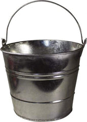 Funnel King - 12 Qt, 10" High, Galvanized Steel Round Silver Single Pail - Handle Included, 11-1/2" Top Diam - Americas Industrial Supply