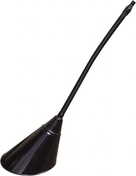 Funnel King - 2 Qt Capacity Galvanized Steel Funnel - 7" Mouth OD, 1/2" Tip OD, 17" Flexible Spout, Black - Americas Industrial Supply