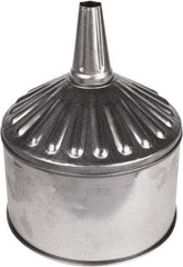 Funnel King - 8 Qt Capacity Galvanized Steel Funnel - 9-5/8" Mouth OD, 1" Tip OD, 3-1/2" Straight Spout, Silver - Americas Industrial Supply