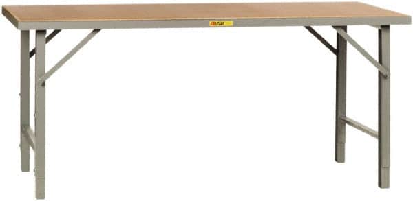 Little Giant - 72 Wide x 36" Deep x 28-1/4" High, Hardboard on Steel Heavy-Duty Folding Leg Table - Adjustable Height Legs, Gray - Americas Industrial Supply