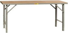 Little Giant - 84 Wide x 36" Deep x 28-1/4" High, Hardboard on Steel Heavy-Duty Folding Leg Table - Adjustable Height Legs, Gray - Americas Industrial Supply