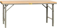 Little Giant - 72 Wide x 30" Deep x 30" High, Butcher Block Heavy-Duty Folding Leg Table - Adjustable Height Legs, Gray - Americas Industrial Supply