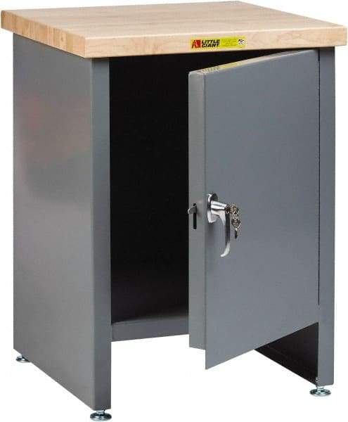 Little Giant - 24 Wide x 24" Deep x 34" High, Butcher Block Compact Work Center Cabinet - Fixed Legs With Adjustable Height Glides, Gray - Americas Industrial Supply