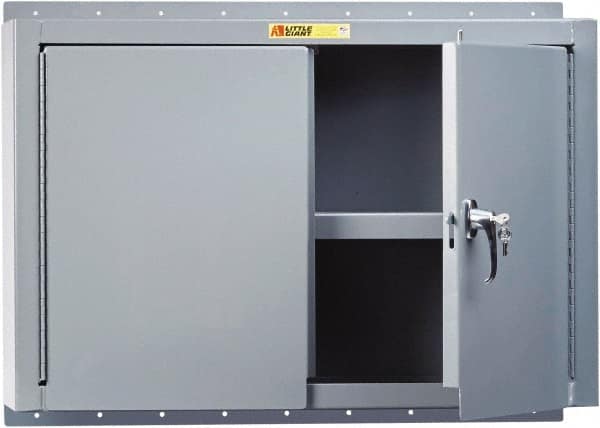 Little Giant - 2 Shelf Wall Storage Cabinet - Steel, 36" Wide x 10" Deep x 24" High, Gray - Americas Industrial Supply