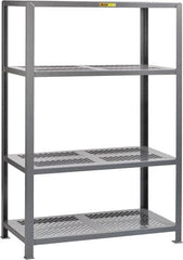 Little Giant - 4 Shelf Starter Open Steel Shelving - 6,000 Lb Capacity, 60" Wide x 72" High x 24" Deep, Gray - Americas Industrial Supply