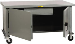 Little Giant - 3,600 Lb Capacity, 2 Shelf, 1 Drawer, 2 Door Mobile Heavy-Duty Workbench Cabinet - 72" Wide x 36" Deep x 37-1/2" High, Steel, Gray - Americas Industrial Supply