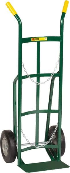 Little Giant - 800 Lb Capacity 47" OAH Cylinder Hand Truck - 8 x 14" Base Plate, Dual Handle, Steel, Solid Rubber Wheels - Americas Industrial Supply