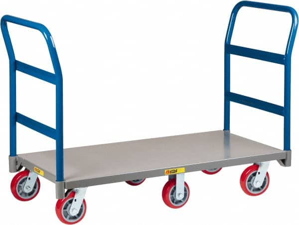 Little Giant - 3,600 Lb Capacity Steel 6-Wheeled Platform Truck - Steel Deck, 30" OAW, 48" Platform Length x 9" Platform Height, Polyurethane Casters - Americas Industrial Supply