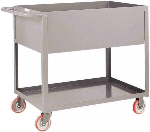 Little Giant - 1,200 Lb Capacity, 24" Wide x 54" Long x 35" High Deep Shelf Cart - 2 Shelf, Steel, Polyurethane Casters - Americas Industrial Supply