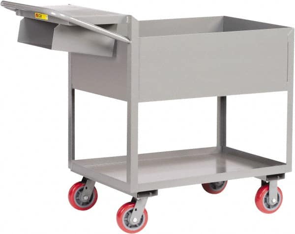 Little Giant - 3,600 Lb Capacity, 18" Wide x 46" Long x 41" High Deep Shelf Cart - 2 Shelf, Steel, Polyurethane Casters - Americas Industrial Supply