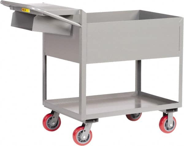 Little Giant - 3,600 Lb Capacity, 24" Wide x 64" Long x 41" High Deep Shelf Cart - 2 Shelf, Steel, Polyurethane Casters - Americas Industrial Supply