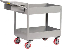 Little Giant - 3,600 Lb Capacity, 24" Wide x 64" Long x 41" High Deep Shelf Cart - 2 Shelf, Steel, Polyurethane Casters - Americas Industrial Supply