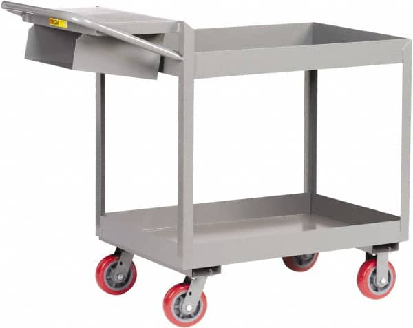 Little Giant - 3,600 Lb Capacity, 18" Wide x 46" Long x 41" High Deep Shelf Cart - 2 Shelf, Steel, Polyurethane Casters - Americas Industrial Supply