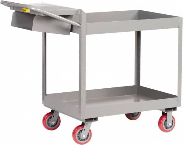 Little Giant - 3,600 Lb Capacity, 24" Wide x 64" Long x 41" High Deep Shelf Cart - 2 Shelf, Steel, Polyurethane Casters - Americas Industrial Supply