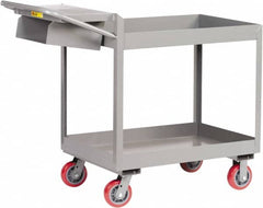 Little Giant - 3,600 Lb Capacity, 18" Wide x 46" Long x 41" High Deep Shelf Cart - 2 Shelf, Steel, Polyurethane Casters - Americas Industrial Supply