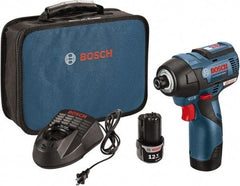 Bosch - 12 Volt, 1/4" Drive, 975 In/Lb Torque, Cordless Impact Driver - 2600 RPM, 2 Lithium-Ion Batteries Included - Americas Industrial Supply