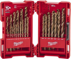 Milwaukee Tool - 1/16 to 1/2", 135° Point, Bright Finish, Cobalt Maintenance Length Drill Bit Set - Americas Industrial Supply