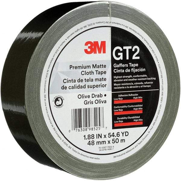 3M - 2" x 50m Red Gaffers Tape - 11 mil, Rubber Adhesive, Cotton Cloth Backing, Series GT2 - Americas Industrial Supply