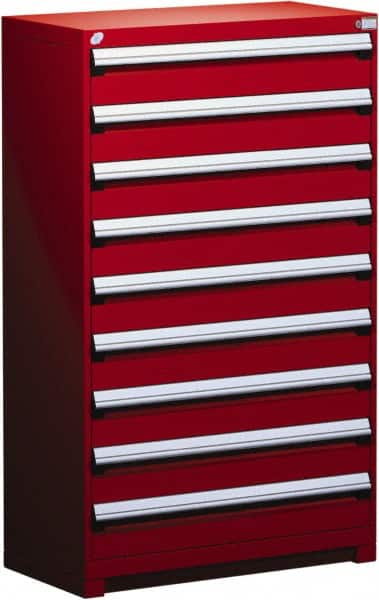 Rousseau Metal - 9 Drawer, Modular Storage Cabinet - Steel, 48" Wide x 27" Deep x 60" High, Flame Red - Americas Industrial Supply