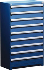 Rousseau Metal - 9 Drawer, Modular Storage Cabinet - Steel, 48" Wide x 27" Deep x 60" High, Avalanche Blue - Americas Industrial Supply