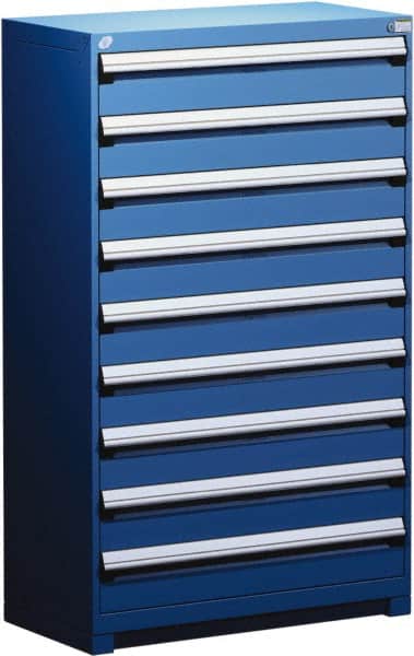 Rousseau Metal - 9 Drawer, Modular Storage Cabinet - Steel, 48" Wide x 24" Deep x 60" High, Avalanche Blue - Americas Industrial Supply