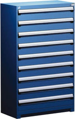 Rousseau Metal - 9 Drawer, Modular Storage Cabinet - Steel, 48" Wide x 24" Deep x 60" High, Avalanche Blue - Americas Industrial Supply