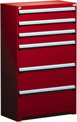 Rousseau Metal - 6 Drawer, Modular Storage Cabinet - Steel, 48" Wide x 24" Deep x 60" High, Flame Red - Americas Industrial Supply