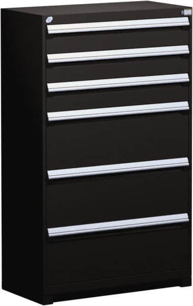 Rousseau Metal - 6 Drawer, Modular Storage Cabinet - Steel, 48" Wide x 27" Deep x 60" High, Black - Americas Industrial Supply