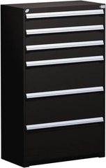 Rousseau Metal - 6 Drawer, Modular Storage Cabinet - Steel, 48" Wide x 27" Deep x 60" High, Black - Americas Industrial Supply