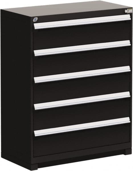 Rousseau Metal - 5 Drawer, Modular Storage Cabinet - Steel, 48" Wide x 27" Deep x 46" High, Black - Americas Industrial Supply