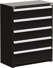 Rousseau Metal - 5 Drawer, Modular Storage Cabinet - Steel, 48" Wide x 27" Deep x 46" High, Black - Americas Industrial Supply