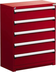 Rousseau Metal - 5 Drawer, Modular Storage Cabinet - Steel, 48" Wide x 27" Deep x 46" High, Flame Red - Americas Industrial Supply