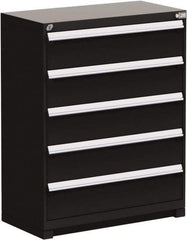 Rousseau Metal - 5 Drawer, Modular Storage Cabinet - Steel, 48" Wide x 24" Deep x 46" High, Black - Americas Industrial Supply