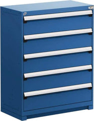 Rousseau Metal - 5 Drawer, Modular Storage Cabinet - Steel, 48" Wide x 24" Deep x 46" High, Avalanche Blue - Americas Industrial Supply