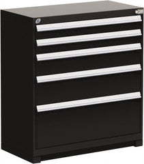 Rousseau Metal - 5 Drawer, Modular Storage Cabinet - Steel, 48" Wide x 27" Deep x 40" High, Black - Americas Industrial Supply