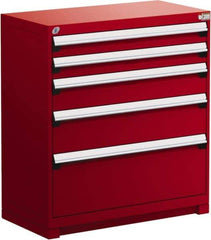 Rousseau Metal - 5 Drawer, Modular Storage Cabinet - Steel, 48" Wide x 27" Deep x 40" High, Flame Red - Americas Industrial Supply